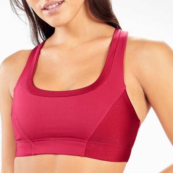 Fabletics Paige low impact sports bra, red, silver - Picture 2 of 7